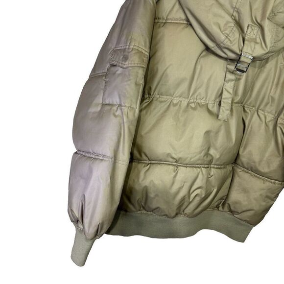 Vintage US Polo Assn Heavy Puffer Jacket Mens Large Beige Zip Button Close -Hood - Picture 7 of 13